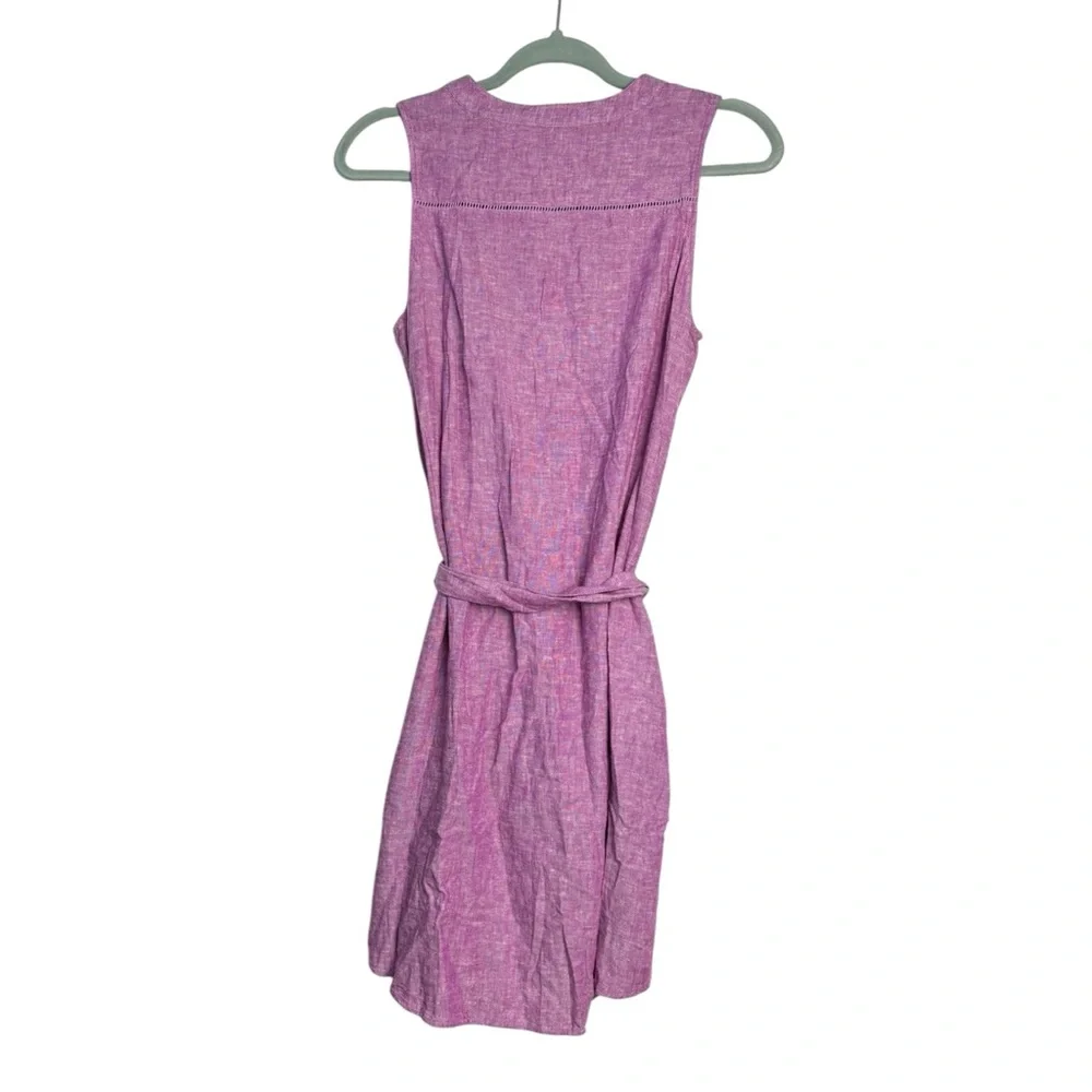 Untuckit Shirt Dress Keely 41543 Linen Purple Belted Sleeveless Button Down Sz 6